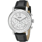 Fossil Buchanan Chronograph Silver Dial Black Leather Strap Watch for Men - FS5102 Authentic Buy Shop Now