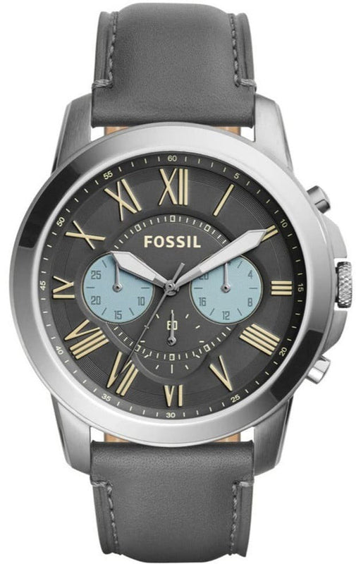 Fossil Grant Chronograph Gunmetal Grey Dial Grey Leather Strap Watch for Men - FS5183 Authentic Buy Shop Now