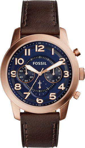 Fossil Pilot 54 Chronograph Blue Dial Brown Leather Strap Watch for Men - FS5204 Authentic Buy Shop Now