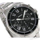 Fossil Grant Sport Chronograph Black Dial Silver Steel Strap Watch for Men - FS5236 Authentic Buy Shop Now