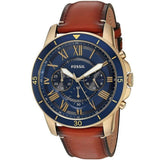 Fossil Grant Sport Chronograph Blue Dial Brown Leather Strap Watch for Men - FS5268 Authentic Buy Shop Now