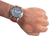 Fossil Grant Sport Chronograph Blue Dial Brown Leather Strap Watch for Men - FS5268 Authentic Buy Shop Now