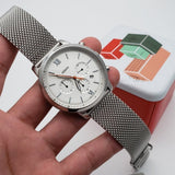Fossil Neutra Chronograph White Dial Silver Mesh Bracelet Watch for Men - FS5382 Authentic Buy Shop Now