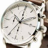 Fossil The Commuter White Dial Brown Leather Strap Watch for Men - FS5402 Authentic Buy Shop Now