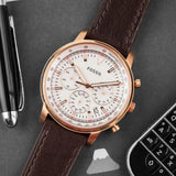 Fossil Goodwin Chronograph White Dial Brown Leather Strap Watch for Men - FS5415 Authentic Buy Shop Now