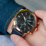 Fossil Townsman Chronograph Blue Dial Blue Leather Strap Watch for Men - FS5436 Authentic Buy Shop Now