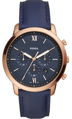 Fossil Neutra Chronograph Blue Dial Blue Leather Strap Watch for Men - FS5454 Authentic Buy Shop Now