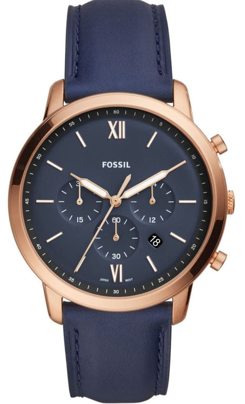 Fossil Neutra Chronograph Blue Dial Blue Leather Strap Watch for Men - FS5454 Authentic Buy Shop Now