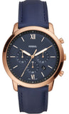 Fossil Neutra Chronograph Blue Dial Blue Leather Strap Watch for Men - FS5454 Authentic Buy Shop Now