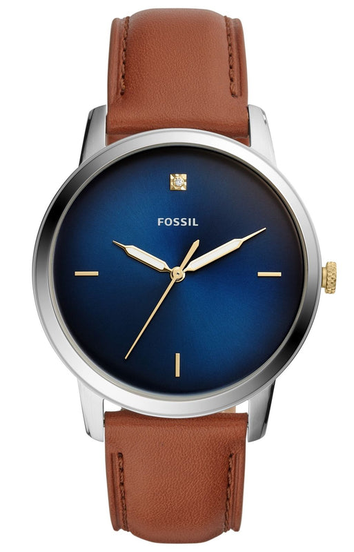 Fossil The Minimalist 3H Blue Dial Brown Leather Strap Watch for Men - FS5499 Authentic Buy Shop Now