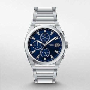 Fossil Everett Chronograph Blue Dial Silver Steel Strap Watch for Men - FS5795 Authentic Buy Shop Now
