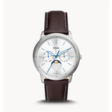 Fossil Neutra Minimalist Moonphase Silver Dial Brown Leather Strap Watch for Men - FS5905 Authentic Buy Shop Now