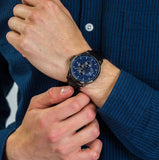 Tommy Hilfiger Shawn Multifunction Quartz Blue Dial Black Leather Strap Watch for Men - 1791616 Authentic Buy Shop Now