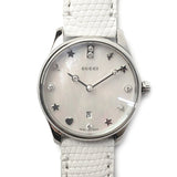 Gucci G-Timeless Mother of Pearl White Dial White Leather Strap Watch For Women - YA126597 Authentic Buy Shop Now
