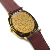 Gucci Grip Yellow Gold Dial Maroon Leather Strap Unisex Watch - YA157411 Authentic Buy Shop Now