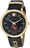 Versace V-Circle Manifesto Edition Black Dial Black Leather Strap Watch for Men - VBQ050017 Authentic Buy Shop Now