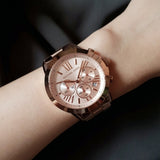 Michael Kors Runway Chronograph Rose Gold Dial Rose Gold Steel Strap Watch For Women - MK5778 Authentic Buy Shop Now