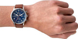 Fossil Retro Pilot Chronograph Blue Dial Brown Leather Strap Watch for Men - FS5832 Authentic Buy Shop Now
