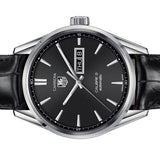 Tag Heuer Carrera Automatic Black Dial Black Leather Strap Watch for Men - WAR201A.FC6266 Authentic Buy Shop Now