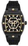 Philipp Plein Hexagon Phantom Black Dial Black Silicone Strap Watch For Men- PWPUA0224
