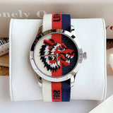 Gucci G Timeless Quartz White Red Blue Dial Multicolored NATO Strap Watch For Men - YA1264059 Authentic Buy Shop Now
