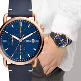 Fossil The Commuter Blue Dial Blue Leather Strap Watch for Men - FS5404 Authentic Buy Shop Now