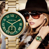 Michael Kors Skylar Green Dial Gold Steel Strap Watch for Women - MK6065 Authentic Buy Shop Now