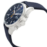 IWC Pilot's Automatic Chronograph 43mm Blue Dial Blue Calfskin Strap Watch for Men - IW377729 Authentic Buy Shop Now