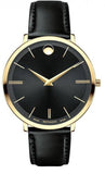 Movado Ultra Slim Black Dial Black Leather Strap Watch For Men - 0607087 Authentic Buy Shop Now