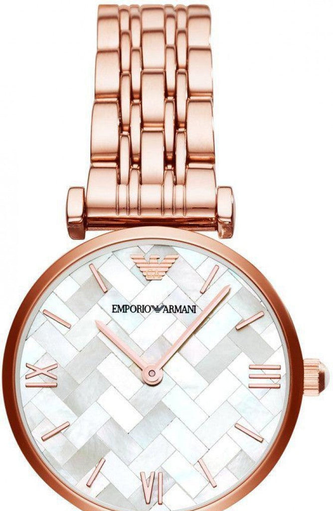 Emporio Armani Mother of Pearl Dial Rose Gold Steel Strap Watch For Women - AR11110 Authentic Buy Shop Now