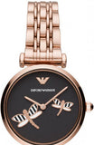 Emporio Armani Gianni T Bar Black Dial Rose Gold Steel Strap Watch For Women - AR11206 Authentic Buy Shop Now