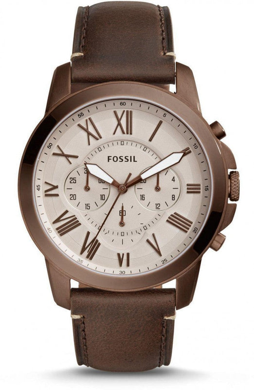 Fossil Grant Chronograph White Dial Brown Leather Strap Watch for Men - FS5344 Authentic Buy Shop Now