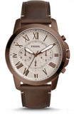 Fossil Grant Chronograph White Dial Brown Leather Strap Watch for Men - FS5344 Authentic Buy Shop Now