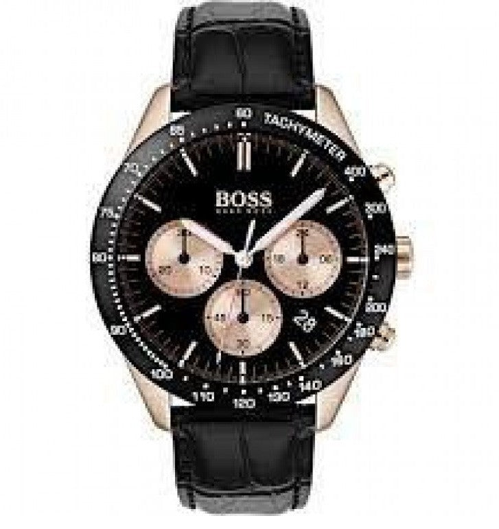 Hugo Boss Talent Chronograph Black Dial Black Leather Strap Watch For Men - 1513580 Authentic Buy Shop Now