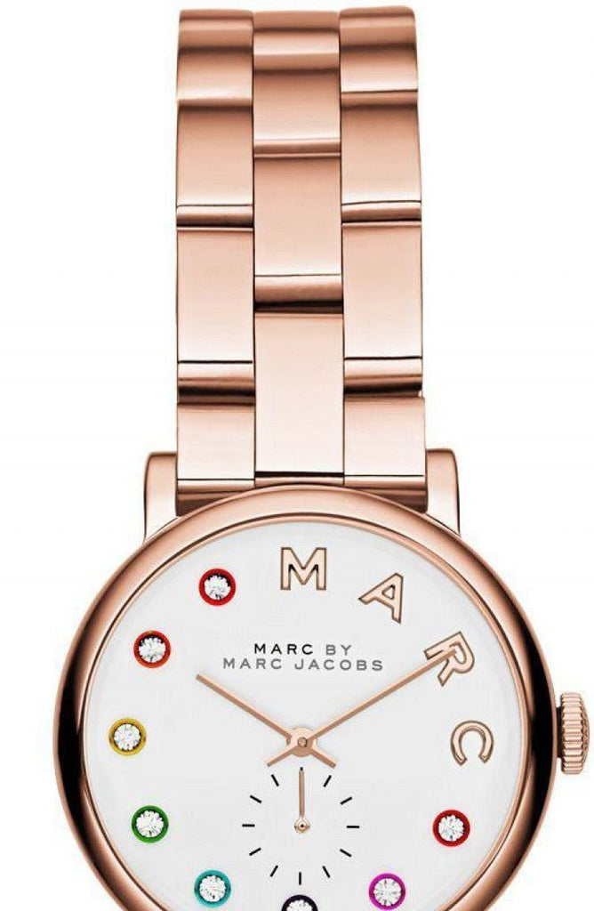 Marc Jacobs Baker Dexter White Dial Rose Gold Steel Strap Watch for Women - MBM3443 Authentic Buy Shop Now