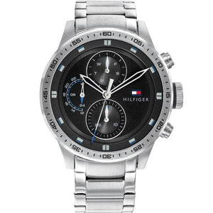 Tommy Hilfiger Trent Quartz Black Dial Silver Steel Strap Watch For Men - 1791805 Authentic Buy Shop Now