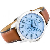Fossil Grant Chronograph Blue Dial Brown Leather Strap Watch for Men - FS5184 Authentic Buy Shop Now