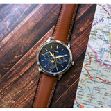 Fossil Neutra Minimalist Moonphase Blue Dial Brown Leather Strap Watch for Men - FS5903 Authentic Buy Shop Now