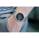 Fossil Forrester Automatic Skeleton Black Dial Silver Steel Strap Watch for Men - ME3180 Authentic Buy Shop Now