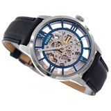Fossil Townsman Automatic Skeleton Blue Dial Black Leather Strap Watch for Men - ME3200 Authentic Buy Shop Now