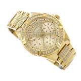 Guess Frontier Diamonds Gold Dial Gold Steel Strap Watch For Women - W1156L2 Authentic Buy Shop Now