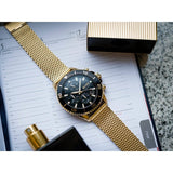 Hugo Boss Admiral Chronograph Black Dial Gold Mesh Bracelet Watch for Men - 1513906 Authentic Buy Shop Now
