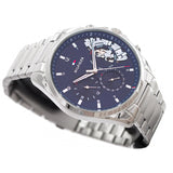 Tommy Hilfiger Baker Quartz Blue Dial Silver Steel Strap Watch For Men - 1710448 Authentic Buy Shop Now