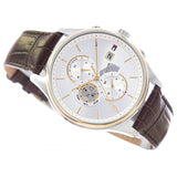 Tommy Hilfiger Weston Chronograph Silver Dial Brown Leather Strap Watch For Men - 1710501 Authentic Buy Shop Now