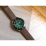 Tommy Hilfiger Larson Chronograph Green Dial Brown Leather Strap Watch For Men - 1791983 Authentic Buy Shop Now
