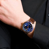 Versace Hellenyium GMT Blue Dial Brown Leather Strap Watch for Men - V11080017 Authentic Buy Shop Now