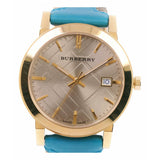 Burberry Heritage Gold Dial Blue Leather Strap Watch for Women - BU9112 Authentic Buy Shop Now