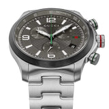 Gucci G Timeless Chronograph Grey Dial Silver Steel Strap Watch For Men - YA126238 Authentic Buy Shop Now