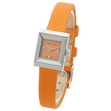 Gucci G-Frame Square Mother of Pearl Orange Dial Orange Leather Strap Watch For Women - YA128532 Authentic Buy Shop Now