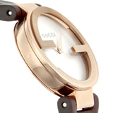 Gucci G Interlocking Mother of Pearl Dial Brown Leather Strap Watch For Women - YA133516 Authentic Buy Shop Now